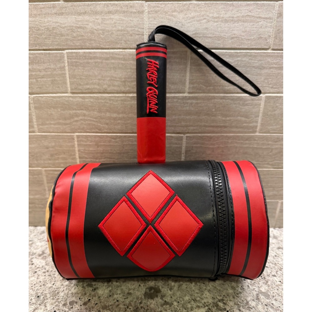 DC Comics Harley Quinn Mallet Crossbody Bag Red Black Faux Leather Novelty Purse